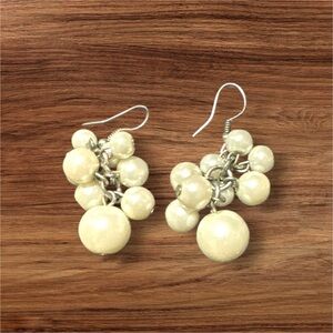 Cream Cluster Bead Earrings with Organic Design